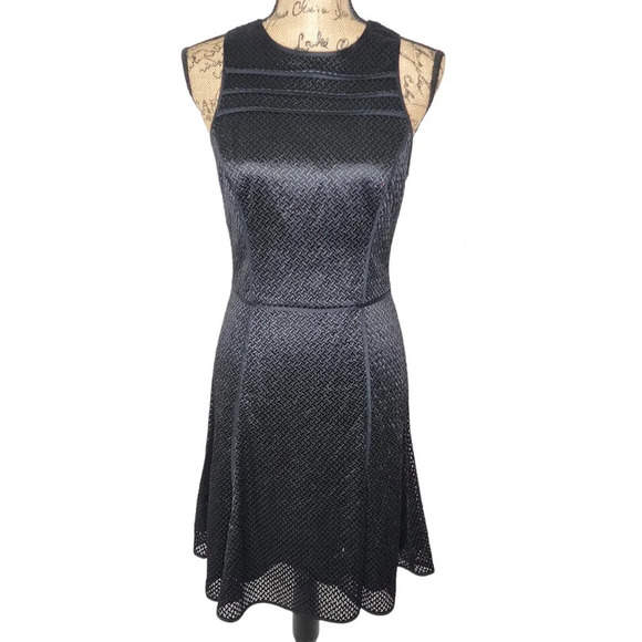 Banana Republic Monogram Womens Ribbed Mesh Knee Length Dress Size 6 Black New - Picture 1 of 12